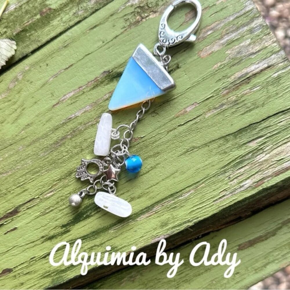 Moonstone multi charms  key/card holder
